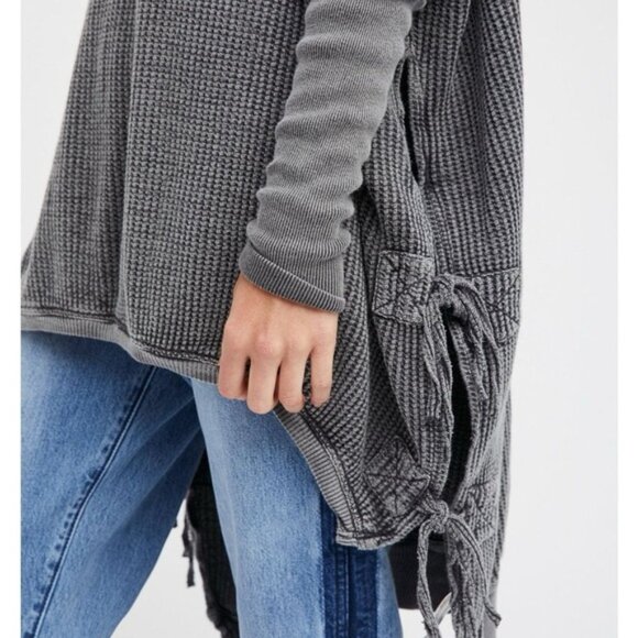 Free People FP One Interlaken‎ Tunic Waffle Oversized Grey Small - Picture 3 of 10